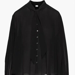 NEW Aritzia Wilfred Blouse Barbara Black Chiffon Long Sleeve Sheer Size XS